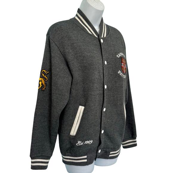 Cambridge University Gray White Trim Lion Letterman Bomber Sweatshirt sz XS - Picture 11 of 11